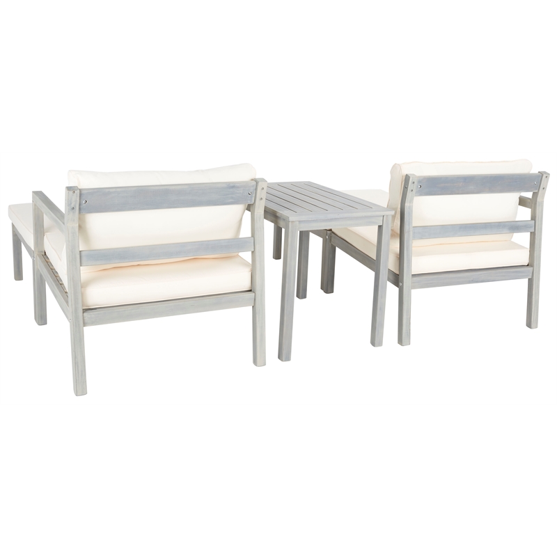 Safavieh Pratia 5 Pc Wood Outdoor Set in Ash / Beige