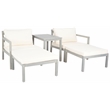 Safavieh Pratia 5 Pc Wood Outdoor Set in Ash / Beige