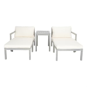 Safavieh Pratia 5 Pc Wood Outdoor Set in Ash / Beige