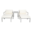 Safavieh Pratia 5 Pc Wood Outdoor Set in Ash / Beige