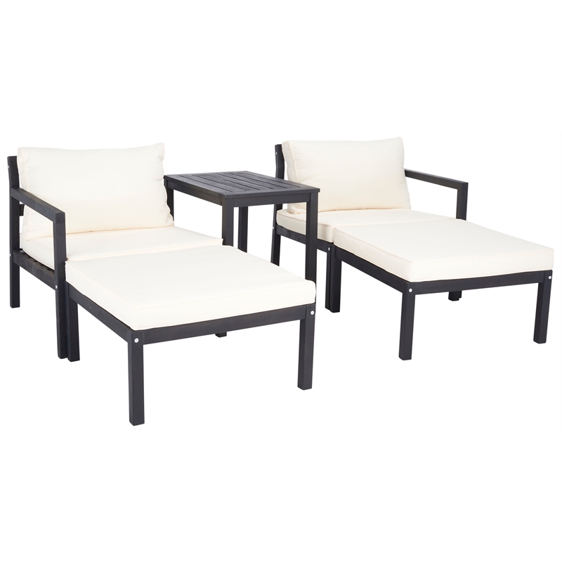 Safavieh Pratia 5Pc Wood Outdoor Set in Dark Gray / Beige