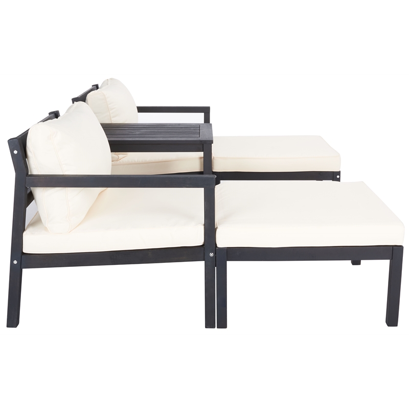 Safavieh Pratia 5Pc Wood Outdoor Set in Dark Gray / Beige
