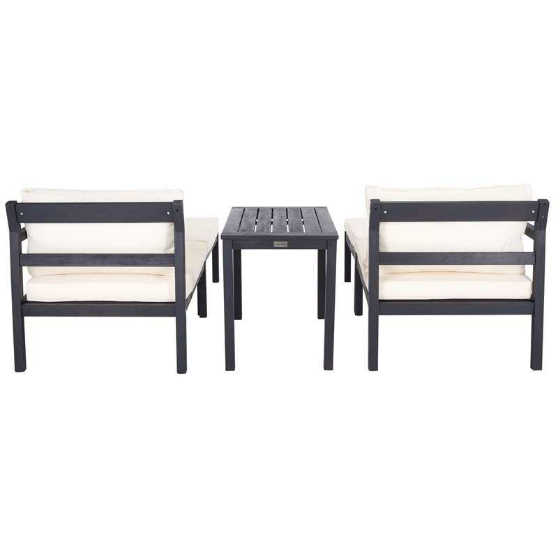 Safavieh Pratia 5Pc Wood Outdoor Set in Dark Gray / Beige