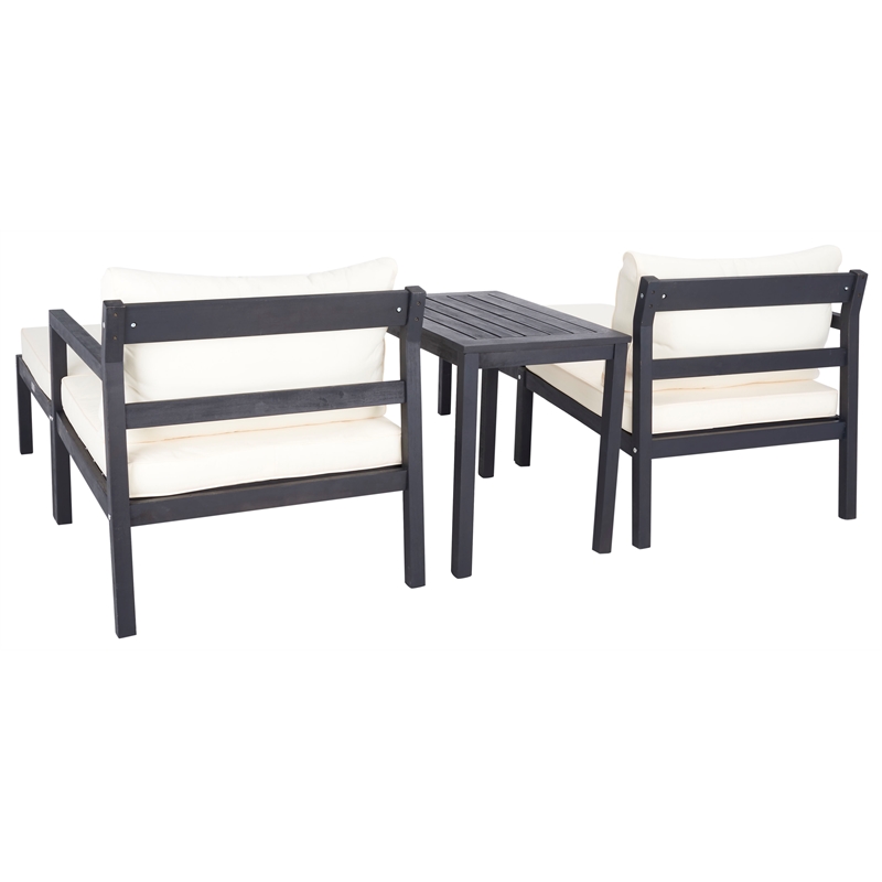 Safavieh Pratia 5Pc Wood Outdoor Set in Dark Gray / Beige