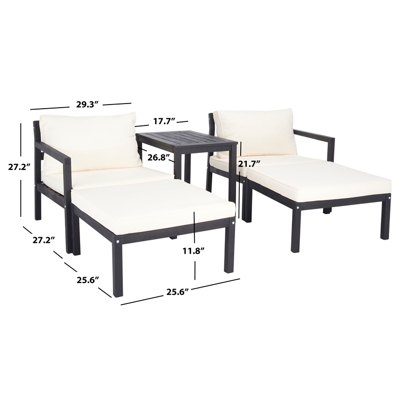 Safavieh Pratia 5Pc Wood Outdoor Set in Dark Gray / Beige