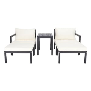 Safavieh Pratia 5Pc Wood Outdoor Set in Dark Gray / Beige
