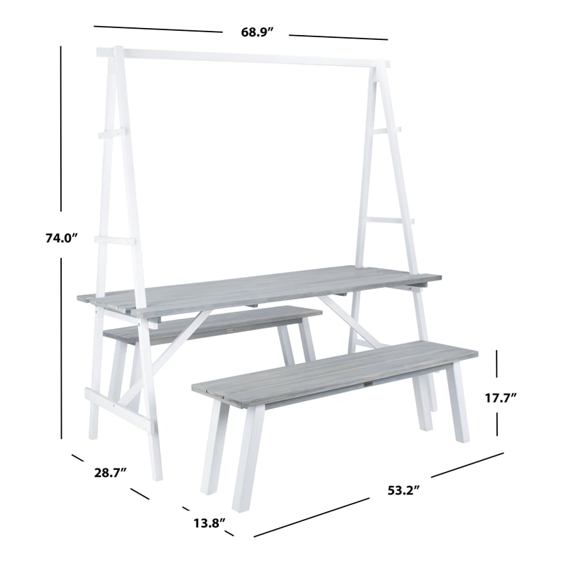 Safavieh Willamy 3 Pc Wood Dining Set in Ash