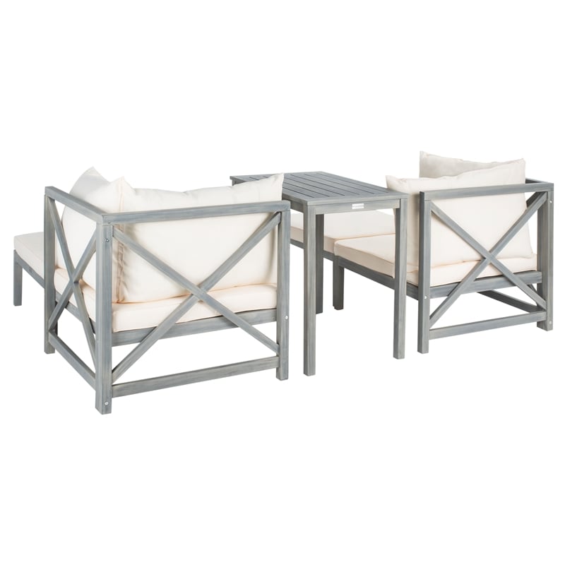 Safavieh Ronson 5 Pc Wood Sectional Set in Ash / Beige