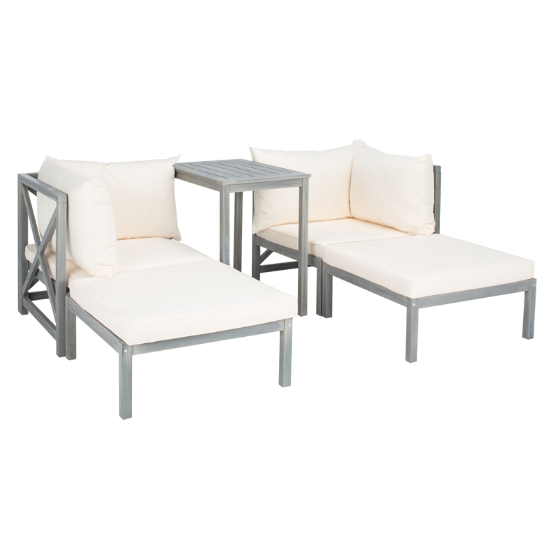 Safavieh Ronson 5 Pc Wood Sectional Set in Ash / Beige
