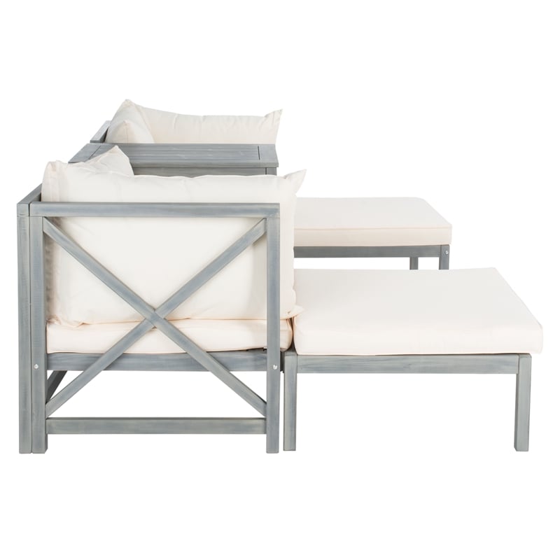 Safavieh Ronson 5 Pc Wood Sectional Set in Ash / Beige