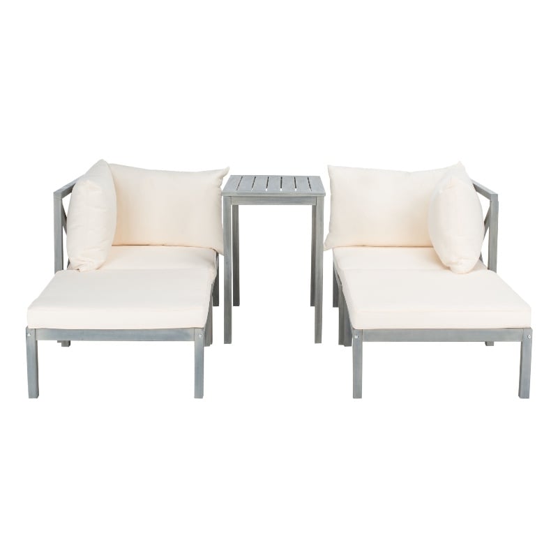 Safavieh Ronson 5 Pc Wood Sectional Set in Ash / Beige