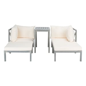 Safavieh Ronson 5 Pc Wood Sectional Set in Ash / Beige