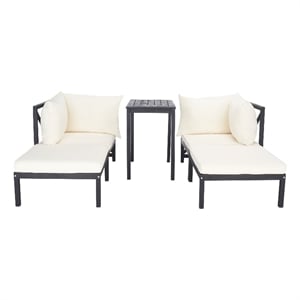 Safavieh Ronson 5 Pc Wood Sectional Set in Dark Gray / Beige
