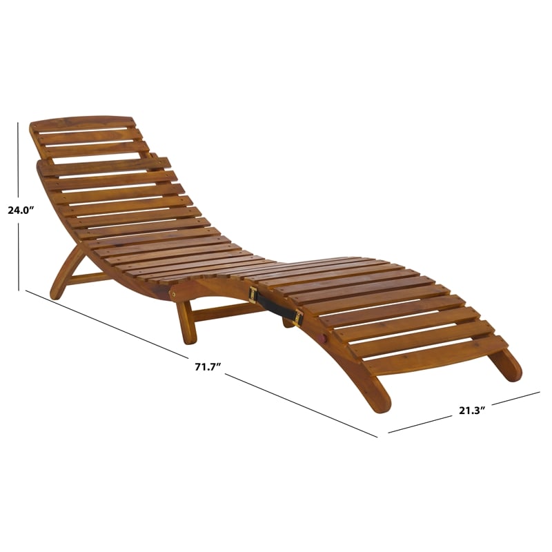 Safavieh Fanty Wood Folding Sunlounger  in Teak