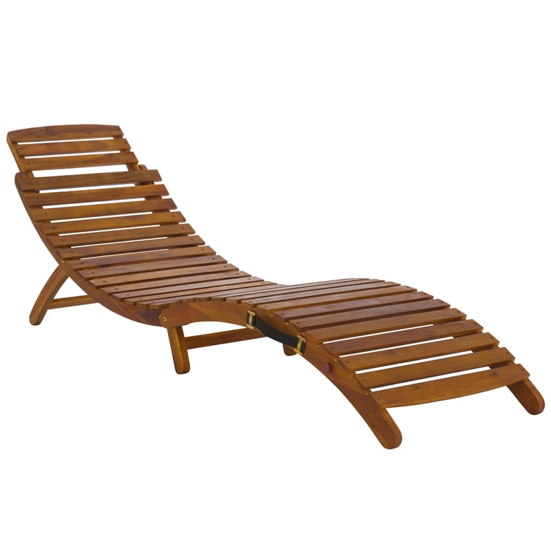 Safavieh Fanty Wood Folding Sunlounger  in Teak