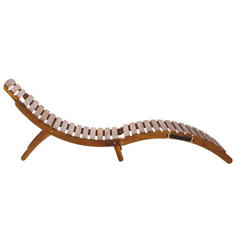 Safavieh Fanty Wood Folding Sunlounger  in Teak