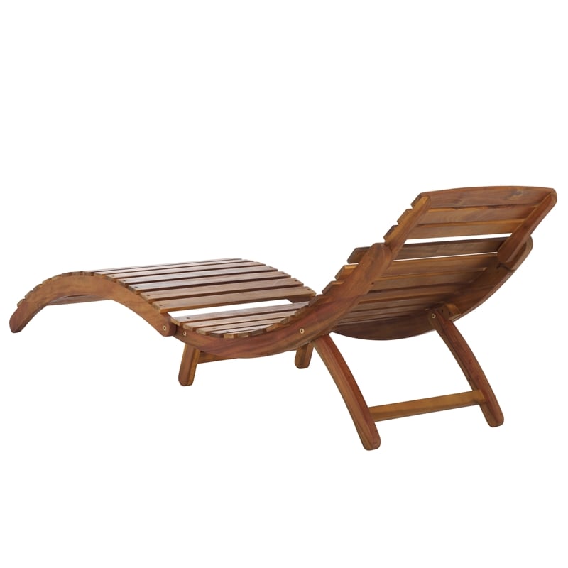 Safavieh Fanty Wood Folding Sunlounger  in Teak