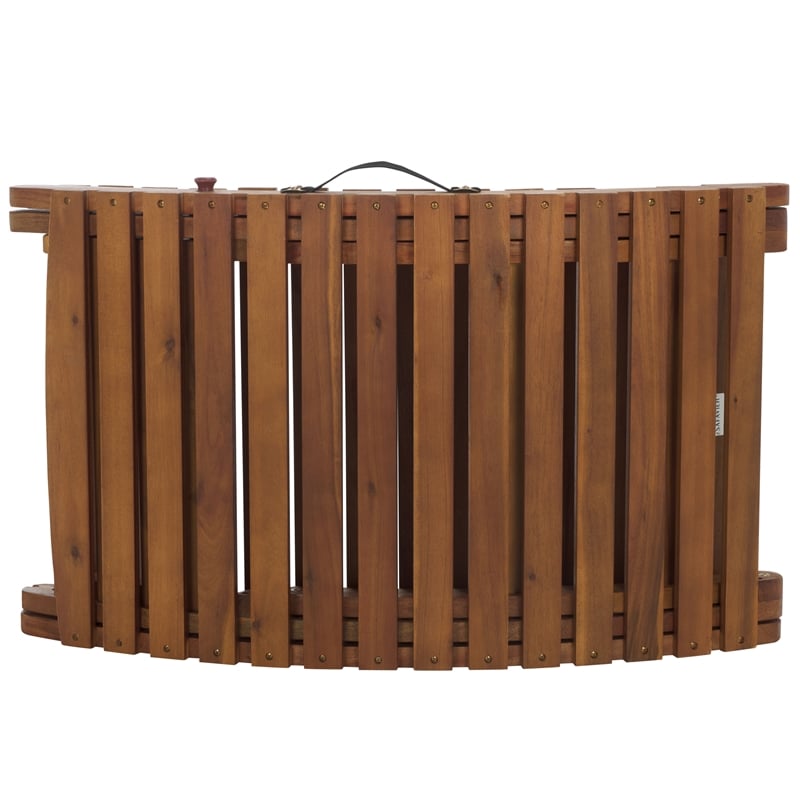 Safavieh Fanty Wood Folding Sunlounger  in Teak