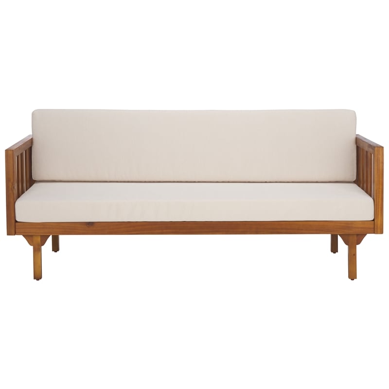 Safavieh Napoli 3-Seater Wood Bench  in Teak / Brown / Cream