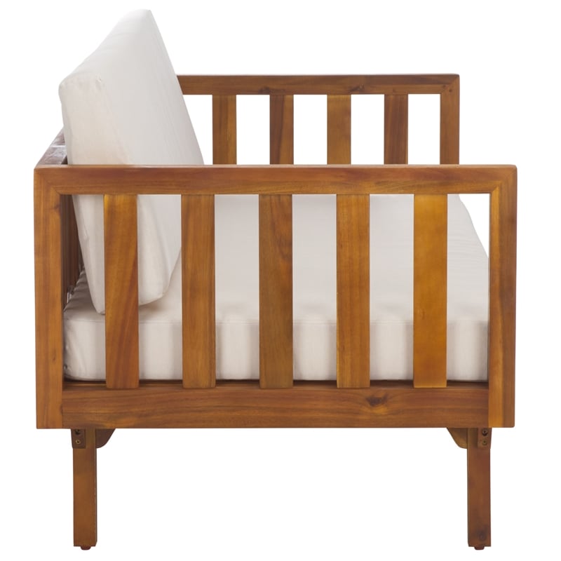 Safavieh Napoli 3-Seater Wood Bench  in Teak / Brown / Cream