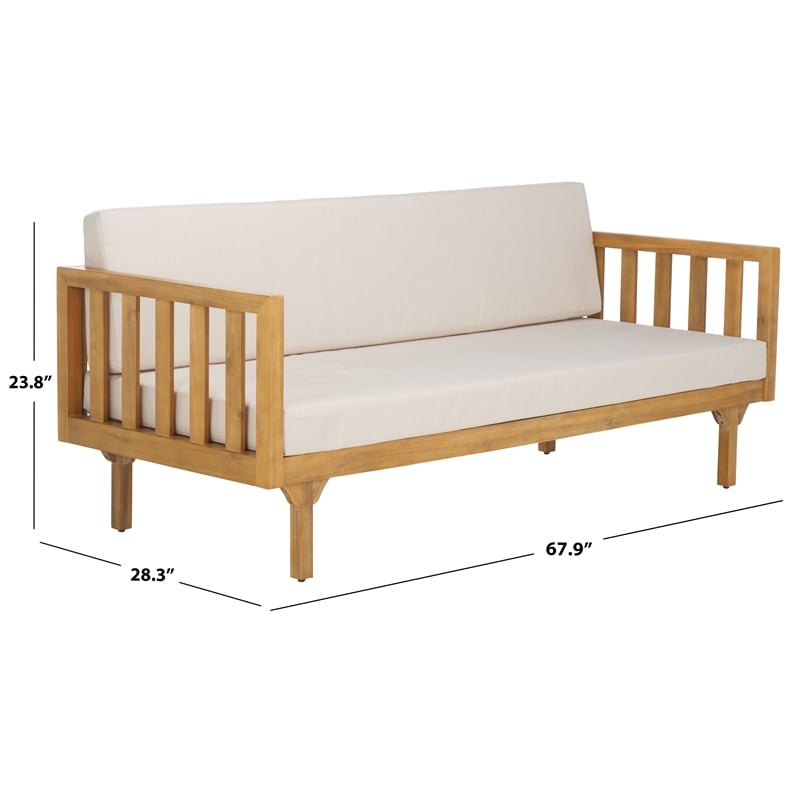 Safavieh Napoli 3-Seater Wood Bench in Oak / Cream