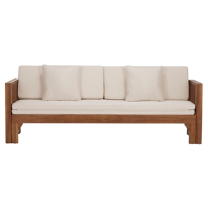 Safavieh Napoli Wood Bench & Bed in Teak / Brown / Cream