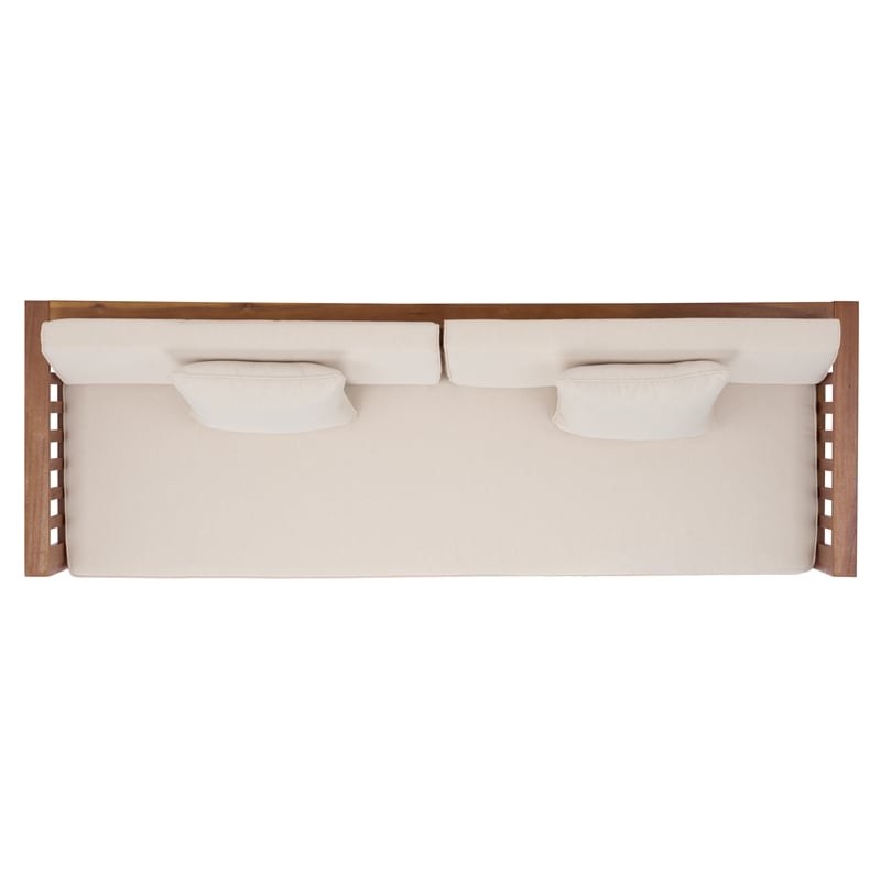 Safavieh Napoli Wood Bench & Bed in Teak / Brown / Cream