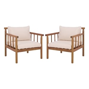 Safavieh Cardori Wood Chair Set of 2 in Teak / Brown / Cream