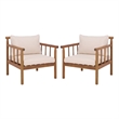 Safavieh Cardori Wood Chair Set of 2 in Teak / Brown / Cream