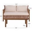Safavieh Cardori Wood Bench + Table in Teak / Brown / Cream