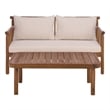 Safavieh Cardori Wood Bench + Table in Teak / Brown / Cream