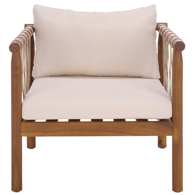 Safavieh Sabrina Wood Chair Set of 2 in Teak / Brown / Cream