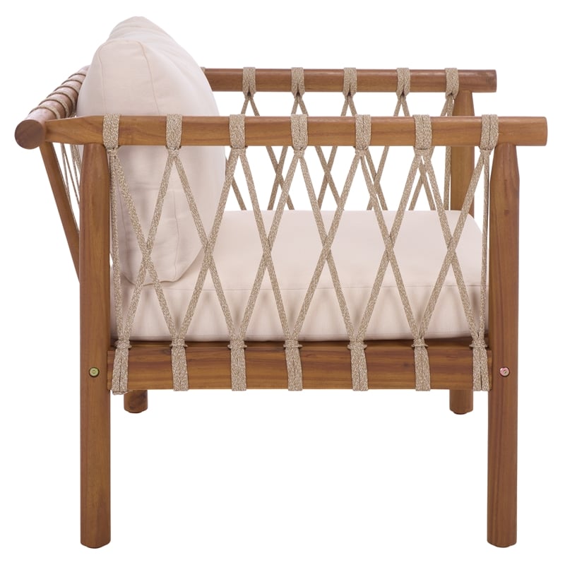 Safavieh Sabrina Wood Chair Set of 2 in Teak / Brown / Cream