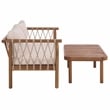 Safavieh Sabrina Wood  Bench + Table in Teak / Brown / Cream
