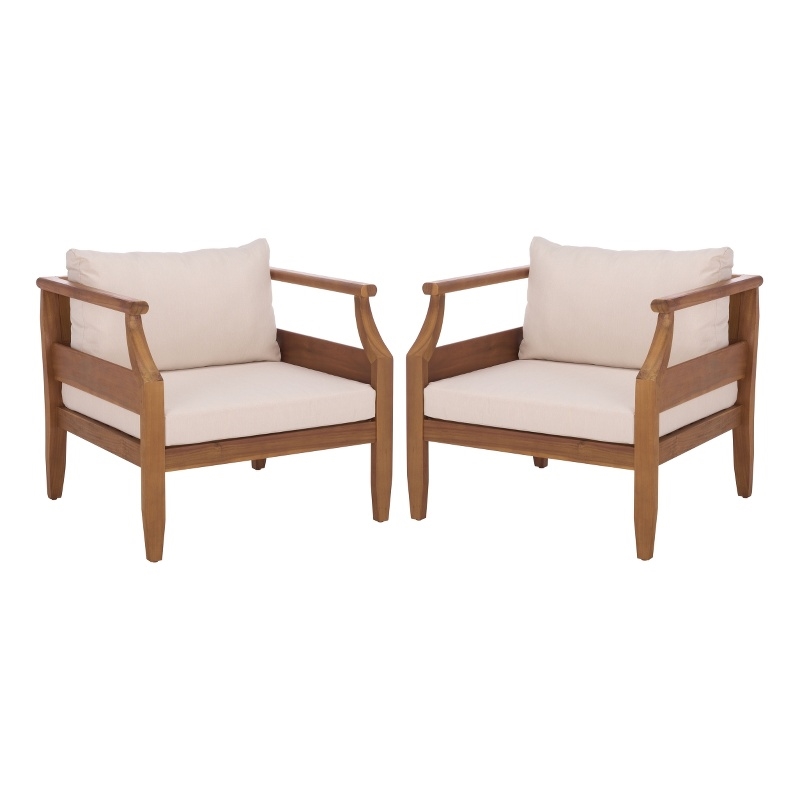Safavieh Alta Wood Chair Set of 2  in Teak / Brown / Cream