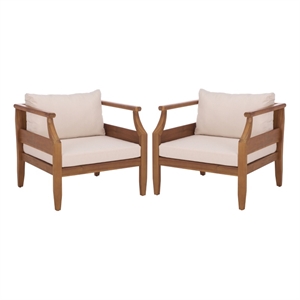Safavieh Alta Wood Chair Set of 2  in Teak / Brown / Cream