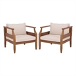 Safavieh Alta Wood Chair Set of 2  in Teak / Brown / Cream