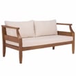 Safavieh Alta Wood Bench + Table in Teak / Brown / Cream