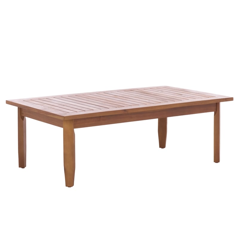 Safavieh Alta Wood Bench + Table in Teak / Brown / Cream