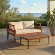 Safavieh Alta Wood Bench + Table in Teak / Brown / Cream
