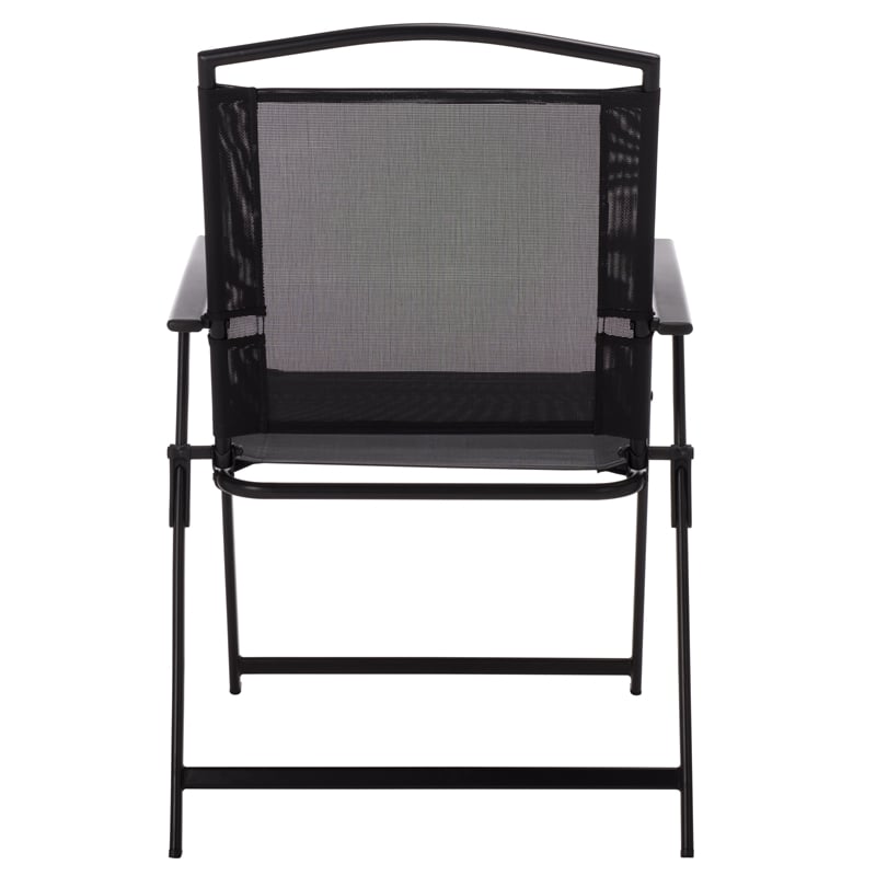 Safavieh Alvin Metal and Rattan Folding Chair Set of 2 in Black / Black