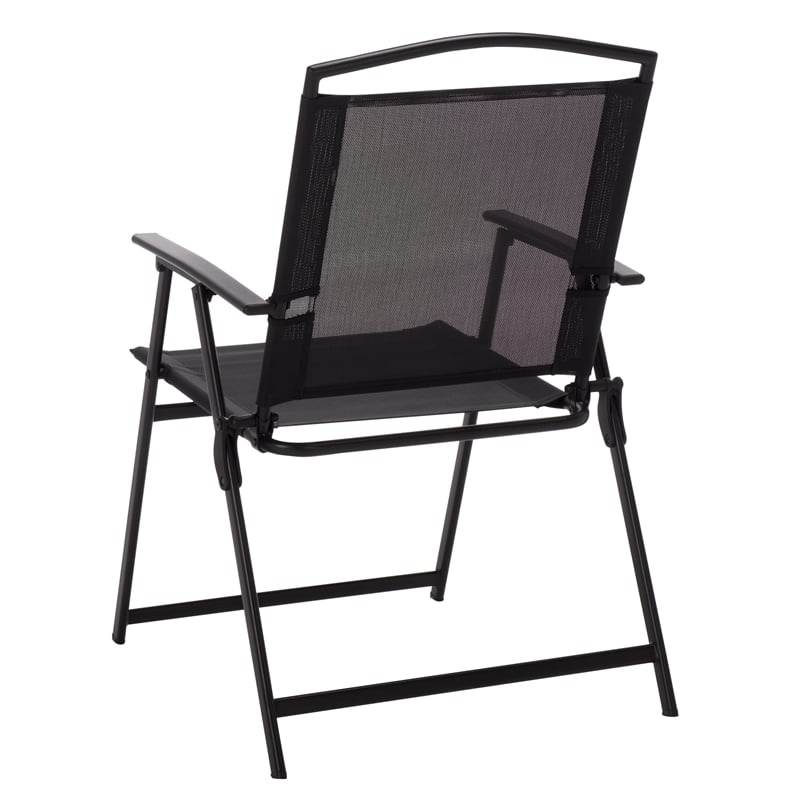Safavieh Alvin Metal and Rattan Folding Chair Set of 2 in Black / Black