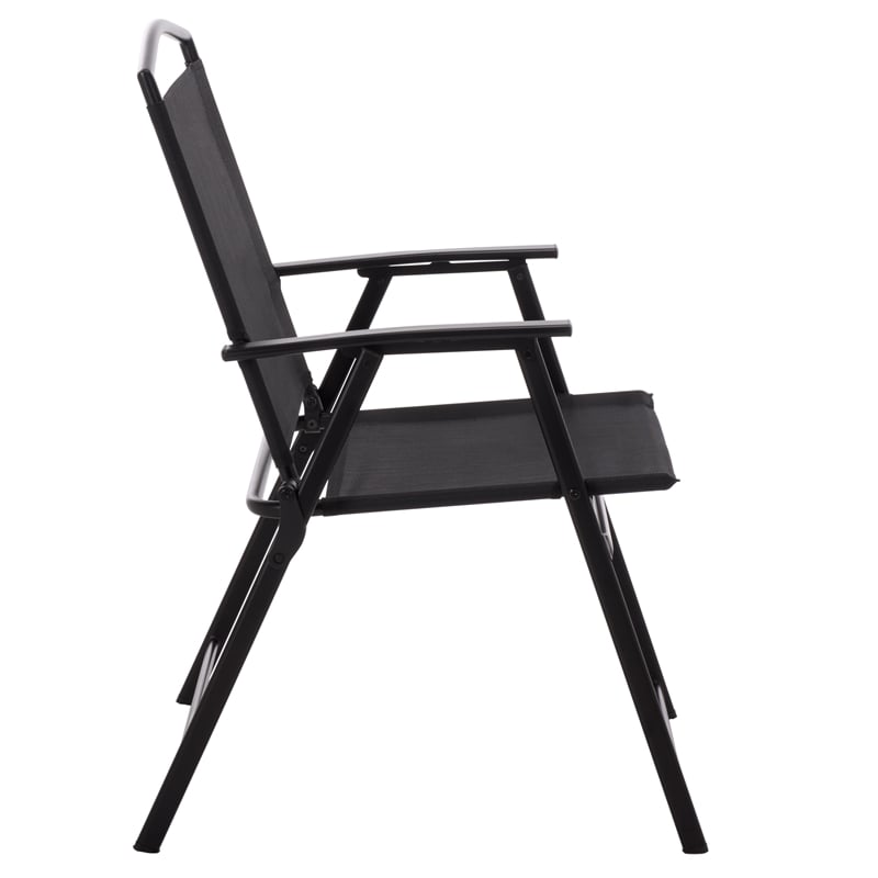 Safavieh Alvin Metal and Rattan Folding Chair Set of 2 in Black / Black