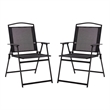 Safavieh Alvin Metal and Rattan Folding Chair Set of 2 in Black / Black