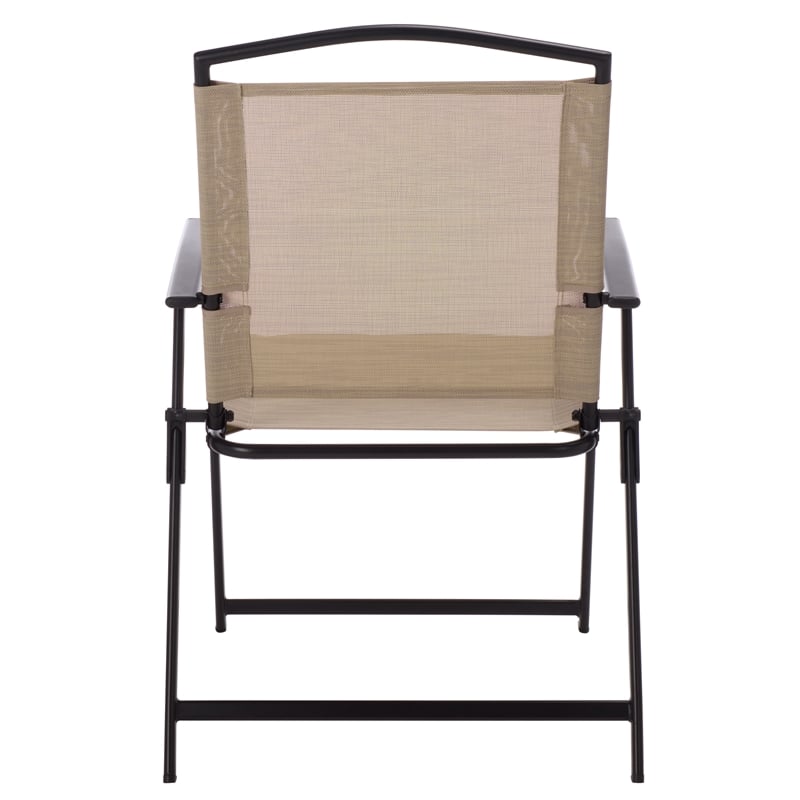 Safavieh Alvin Metal and Rattan Folding Chair Set of 2 in Black / Cream