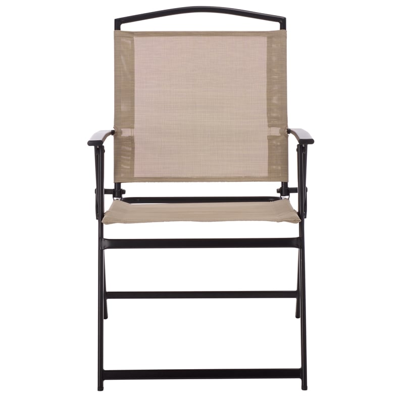 Safavieh Alvin Metal and Rattan Folding Chair Set of 2 in Black / Cream