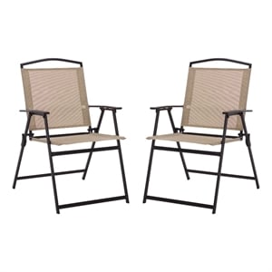 Safavieh Alvin Metal and Rattan Folding Chair Set of 2 in Black / Cream