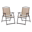 Safavieh Alvin Metal and Rattan Folding Chair Set of 2 in Black / Cream