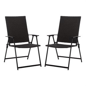 Safavieh Simon Metal Folding Chair Set of 2 in Black / Black