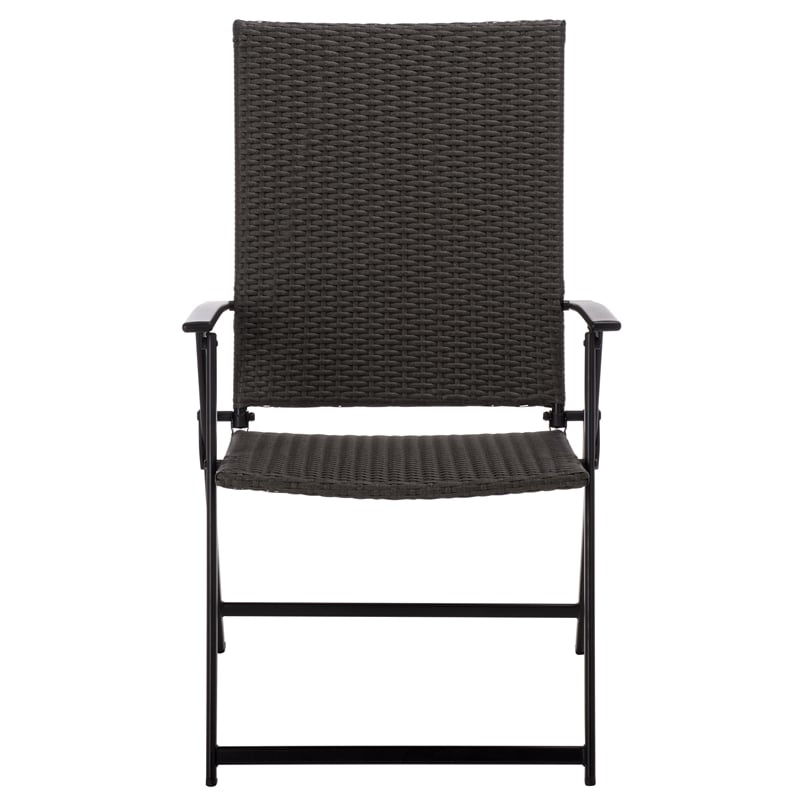 Safavieh Simon Metal Folding Chair Set of 2  in Black / Gray